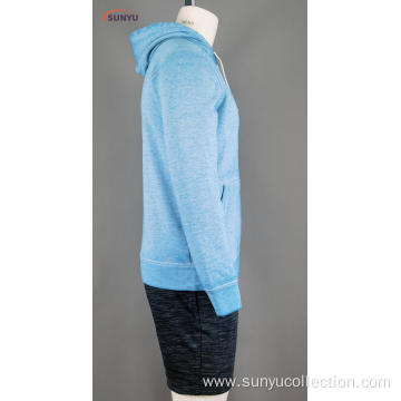 Men's cotton fleece burn out sweatjacke with hood